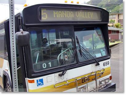 マノアの滝行きのバス