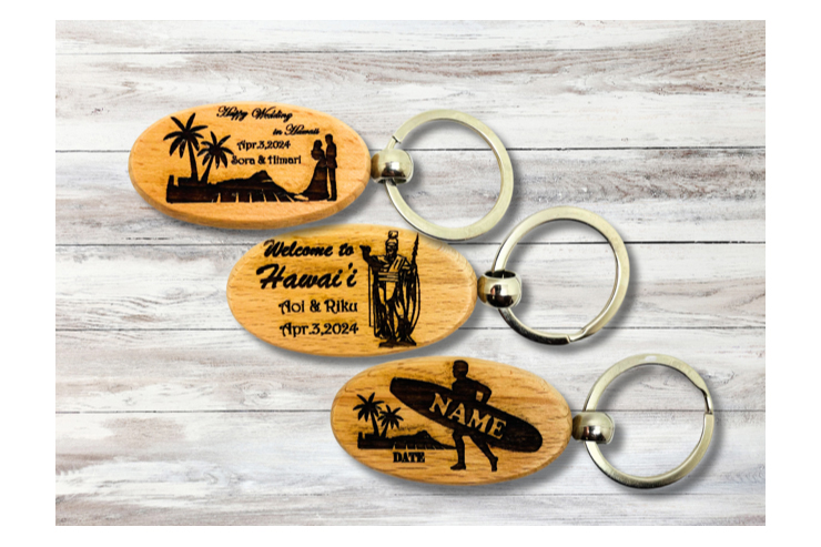 日付＆名入れハワイ記念キーホルダー