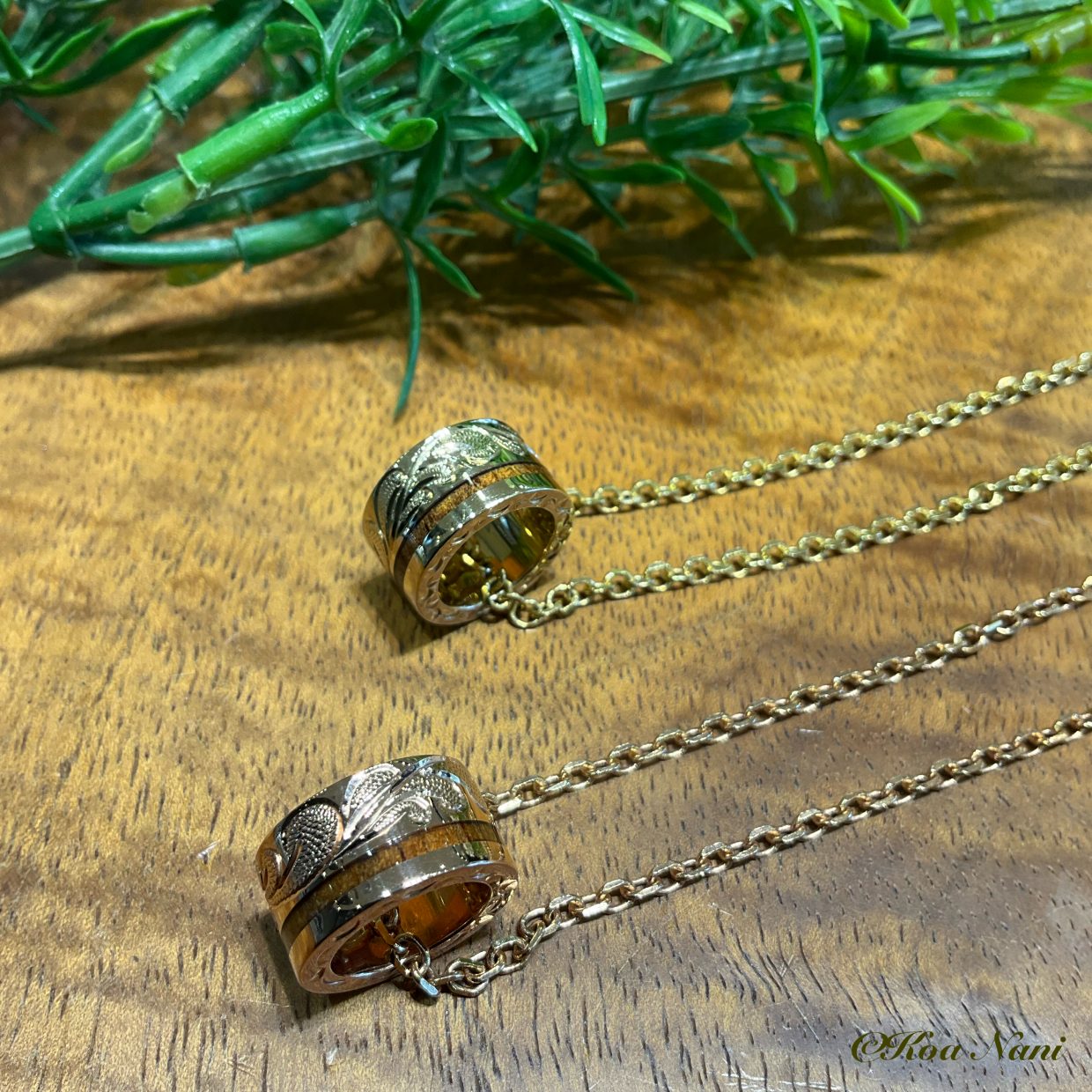 14K Koa Nani 2トーン バレルペンダント Lサイズ ハワイ コアナニ ハワイの伝統とモダンが融合した新感覚コンテンポラリー