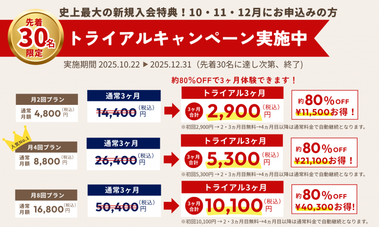 【先着30名限定】80%OFFで3ヶ月間英会話レッスン