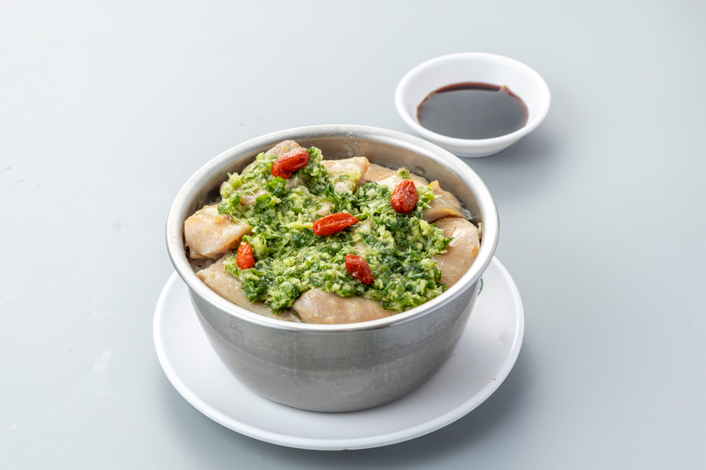 鶏肉の蒸しご飯 生姜青ネギソース